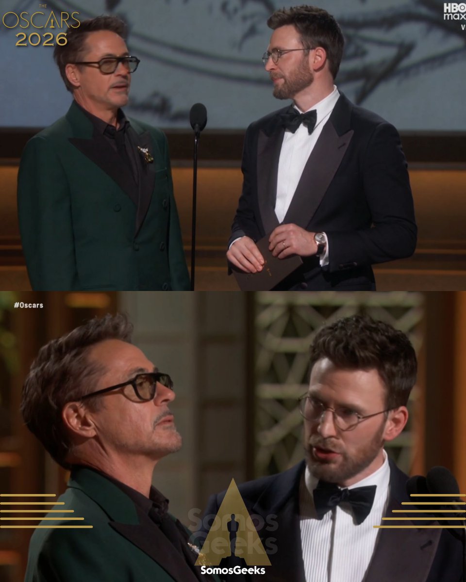 somosgeeksnews's tweet photo. DOCTOR DOOM Y CAPITAN AMERICA 💥Robert Downey Jr. y Chris Evans en los #Oscars 2026. https://t.co/M5SnxqeUh7