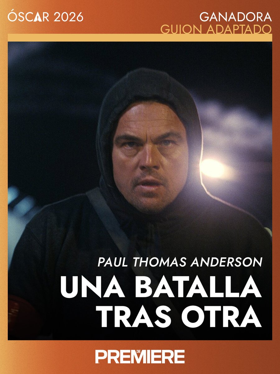 CinePREMIERE's tweet photo. El Óscar de Mejor guion adaptado es para... ¡Paul Thomas Anderson por Una batalla tras otra! 
#Oscar2026 https://t.co/xeeiyAFjZL