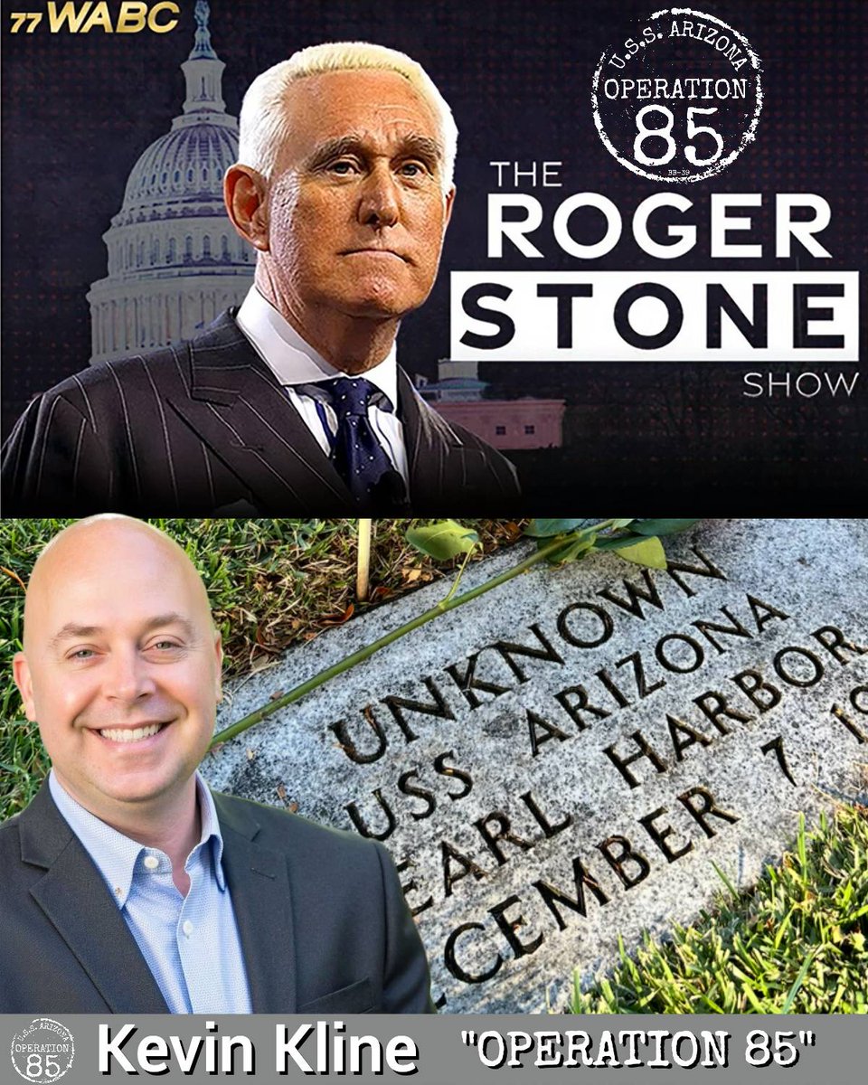 Grateful to <a href="/RogerJStoneJr/">Roger Stone</a> for the opportunity to come back on <a href="/77WABCradio/">TalkRadio 77 WABC</a> and give an update on Operation 85 and the historic effort now underway to restore the names of potentially 85 of the forgotten USS Arizona crew buried for 85 years as only UNKNOWN. 

Listen to the