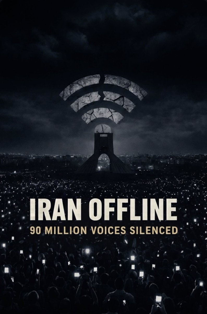 AdventuresAnar1's tweet photo. Iran must be reconnected to internet immediately. 
Millions of Iranians are in complete #DigitBlackoutIran 
The regime is using shutdowns to silence their voice and hide more human rights transgressions. 

People are cut off from safety updates, emergency help and the truth. 

@amnesty @hrw @netblocks
@elonmusk @netanyahu @IDF @POTUS 

#KingRezaPahlavi #DigitalBlackOutIran