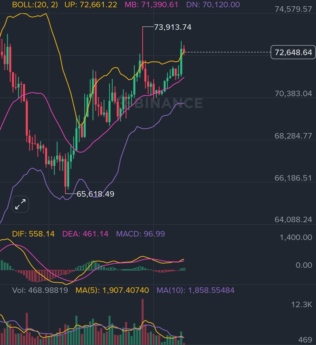 bitcoinlfgo's tweet photo. BIG MONDAY FOR #BITCOIN , $84,000 NEXT . GEAR UP 

A Break above $73.9k
Then targets:
$78k
$80k
$84k
This would confirm the start of a new upward trend. Let's See 👀 https://t.co/DojOaiHBy8