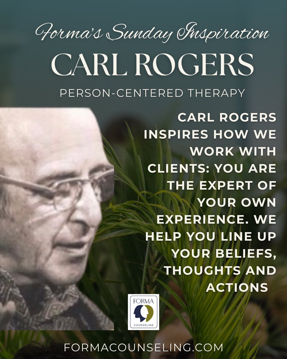 FormaDC's tweet image. #Humanistic therapy Washington DC
#PersoncenteredtherapyDC
#Humanisticcounselingnearme
#Depthorientedhumanistictherapy
#AuthenticselftherapyWashingtonDC #trueself #CarlRogers

Forma Counseling loves to use Carl Roger's methods giving the client the center stage