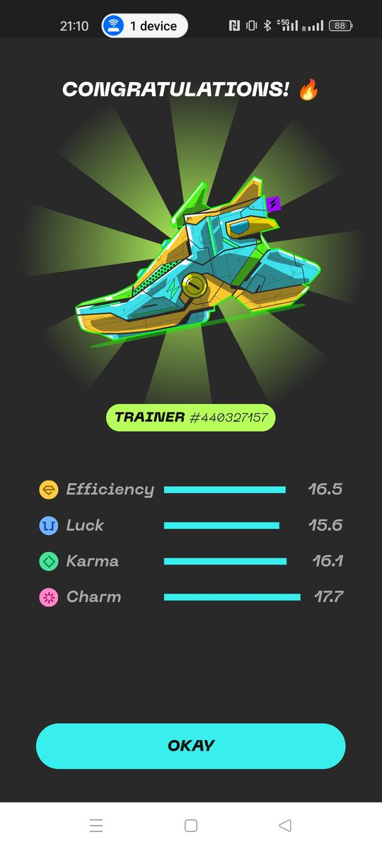 blackacvil's tweet image. Amazing mint result, the 8% trainer chance plus unco quality 🤩🚀🎉

#STEPNGO
#Haus #GGT #mint #GenesisSneakers 
#STEPN @Stepnofficial