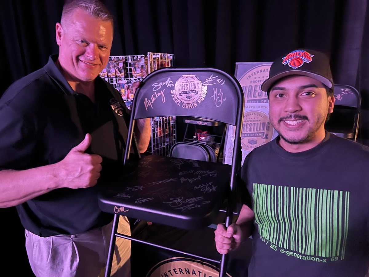Congratulations Xavier on becoming the newest member of the #SteelChairPosse. He won a raffle at <a href="/this_is_acw/">Awesome Championship Wrestling</a> &amp; got a steel chair signed by wrestlers there. When you see a <a href="/IPWHF/">International Pro Wrestling Hall of Fame (NY)</a> raffle try your luck &amp; help support the cause. Next stop TheBigEvent (Long Island, NY) 3/21/26.