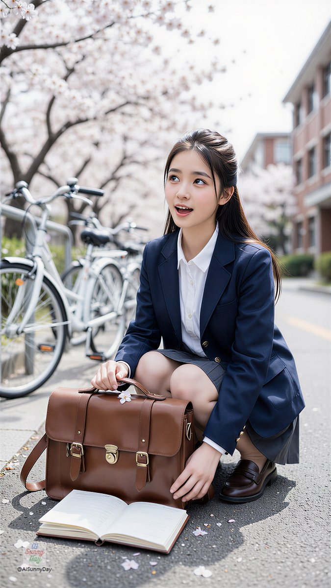 aisunnyday01's tweet image. 桜とエモい私🌸…に見える？
実は花粉でくしゃみ耐えてるだけ（笑）
みんなも写真の裏で必死なことある？

Aesthetic Sakura vibes? 🌸
Actually, I'm just trying not to sneeze! lol
Any "struggle" behind your photos? 🤣

#AIイラスト #AI生成 #Campus