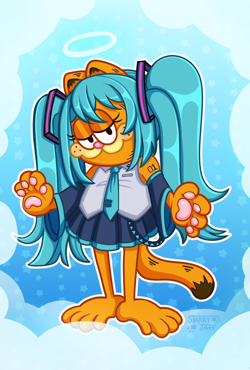 StarryJamArt's tweet photo. i’m gonna post on here again :3 here’s Garfield Miku for your troubles! https://t.co/K0ZMHvWGQQ