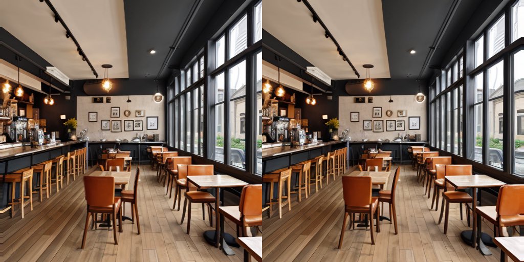AEC3DTech's tweet photo. Some 3D Side-By-Side Stereo images created in Stable Diffusion for a cafe project inspiration. #ai #stablediffusion #depthmap #sbsstereo #3d #SBS3D #CrossView #Stereoscopic https://t.co/sgJw4Zm5ey