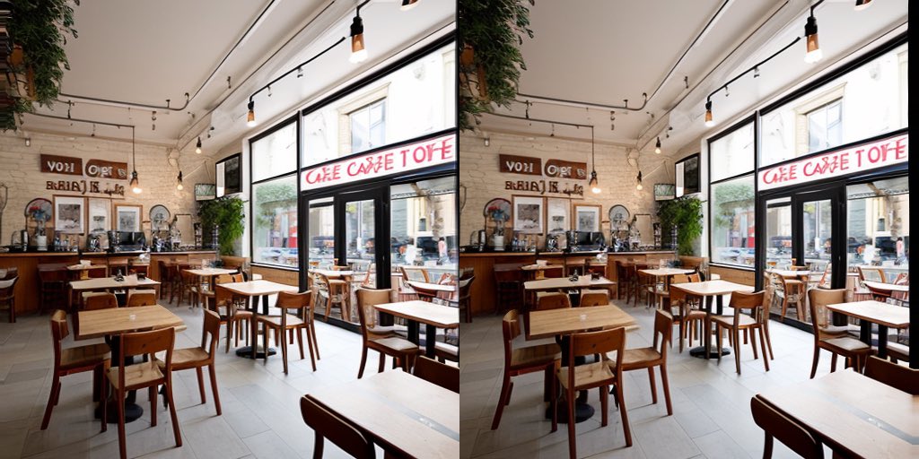 AEC3DTech's tweet photo. Some 3D Side-By-Side Stereo images created in Stable Diffusion for a cafe project inspiration. #ai #stablediffusion #depthmap #sbsstereo #3d #SBS3D #CrossView #Stereoscopic https://t.co/sgJw4Zm5ey