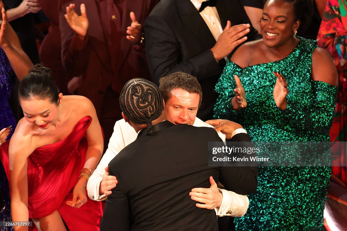 jackocrave's tweet photo. Jack O’Connell hugging Ryan Coogler after his Best Original Screenplay win for Sinners at the #Oscars https://t.co/0PDTGP0ijX