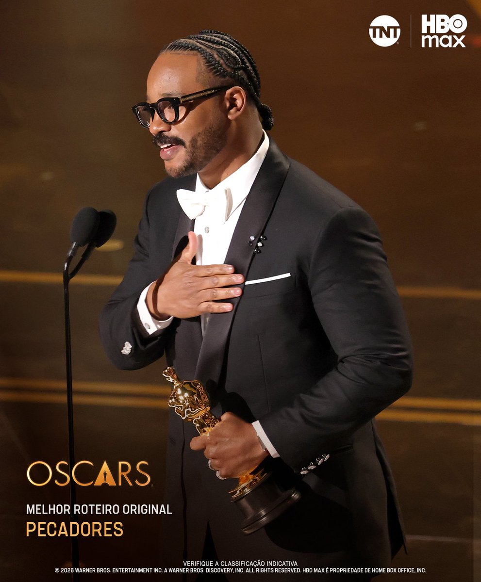 HBOMaxBrasil's tweet photo. HISTÓRIA SENDO FEITA! Pecadores venceu o #Oscars de Melhor Roteiro Original para o nosso surto! ❤️‍🔥 https://t.co/LL729lch55