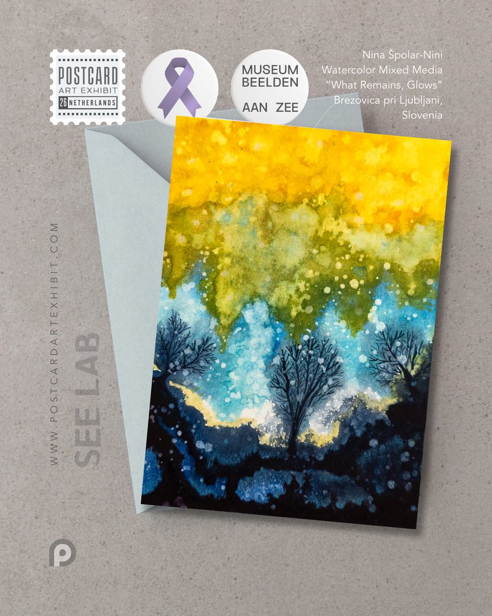 A lovely card being prepped for #postcardartexhibit26! Together, we support Blijft-je-Bij — the art program at Museum Beelden aan Zee designed for those affected by Alzheimer's. Thanks, Nina Špolar-Nini (not on X) #postcardartexhibit #artistssupportingalzheimers #artforacause