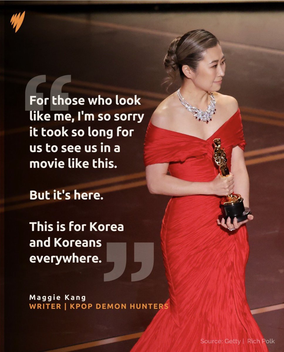 “저와 비슷하게생긴 모든분들께,우리가 이런영화를 통해 우리자신의 모습을 보기까지 이렇게나 오랜시간이 걸린것에 죄송한마음입니다.하지만 이영화가 이제 우리에게 왔으니,다음세대는 더이상 오래 기다리지않아도 된다는뜻입니다. 
대한민국께,그리고 모든곳에있는 한국인들께 이 영광을 바칩니다”