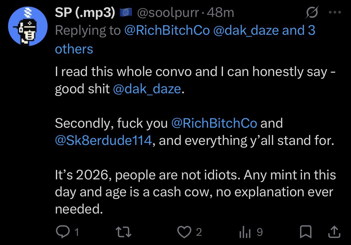 RichBitchCo's tweet photo. We dont know you at all.  Glad to see you have so much passion towards people or projects you havent taken the time to learn about.  DYOR! https://t.co/G2pdxhy5wu