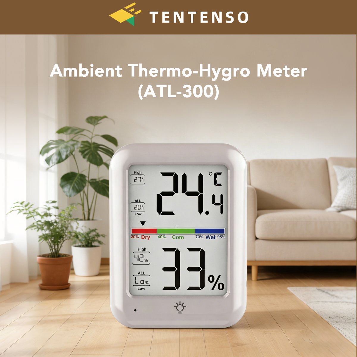 Peter_Ajs's tweet photo. TENTENSO ATL-300 Ambient Thermo-Hygro Meter
 Comfort at a Glance

✅Real-time monitoring
✅High-sensitivity sensor
✅Clear display with comfort zones
✅Compact design for placement or wall mounting

Ideal for homes, offices, warehouses, and greenhouses.

#HomeComfort https://t.co/ZQHoryODSk