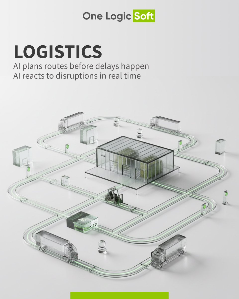 OneLogicSoft's tweet photo. Real AI, not slides:
•Logistics: plans &amp; adapts routes live
•Retail: predicts demand, balances stock &amp; price
•Banking: continuous risk scoring
•Healthcare: organizes data, helps clinicians
•Manufacturing: predicts failures, stabilizes quality
AI = smarter decision https://t.co/MlQkdJnfIx