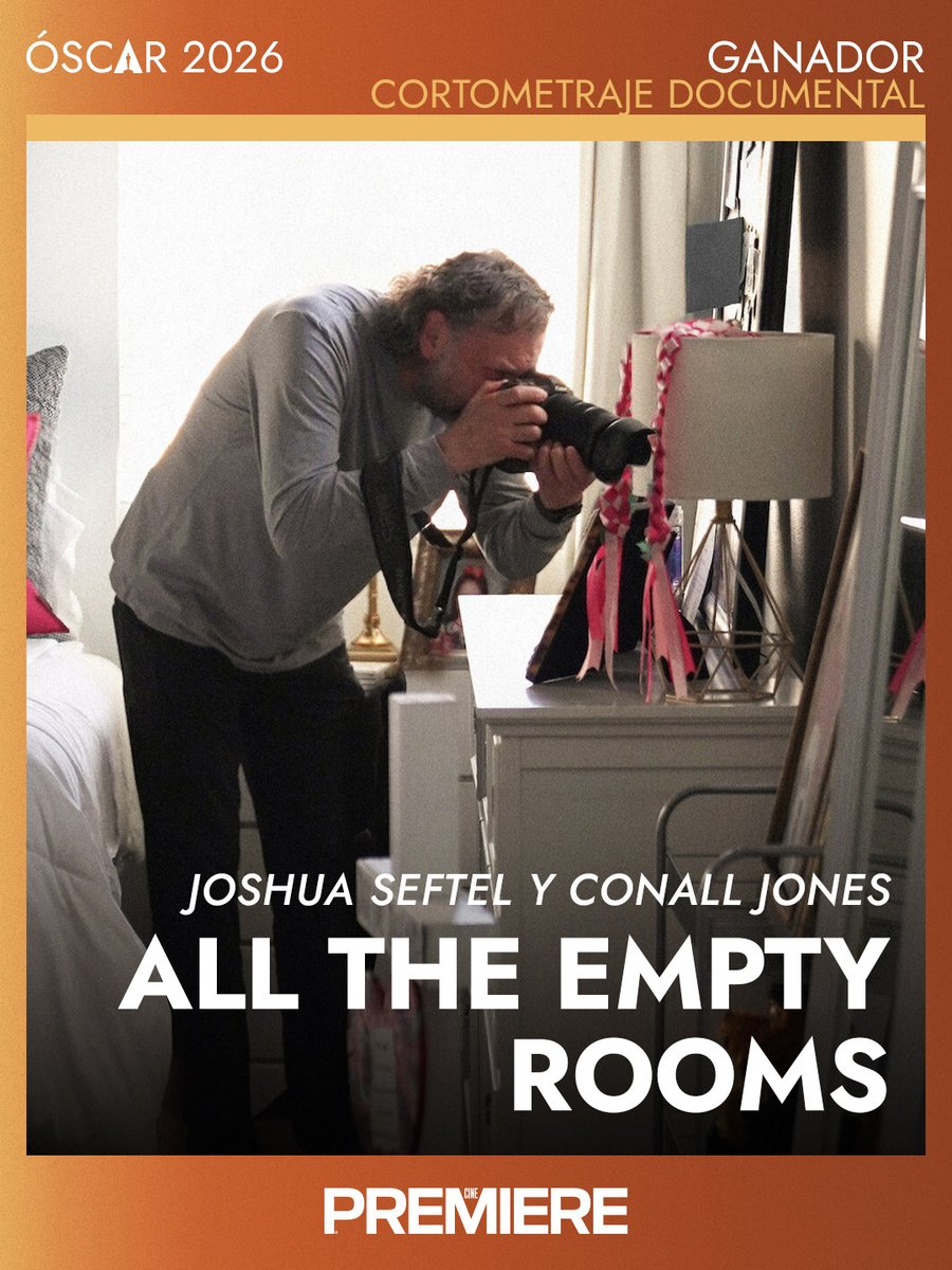 CinePREMIERE's tweet photo. El Óscar a Mejor cortometraje documental es para All The Empty Rooms.
#Oscars2026 https://t.co/yPWkh8Fcsm