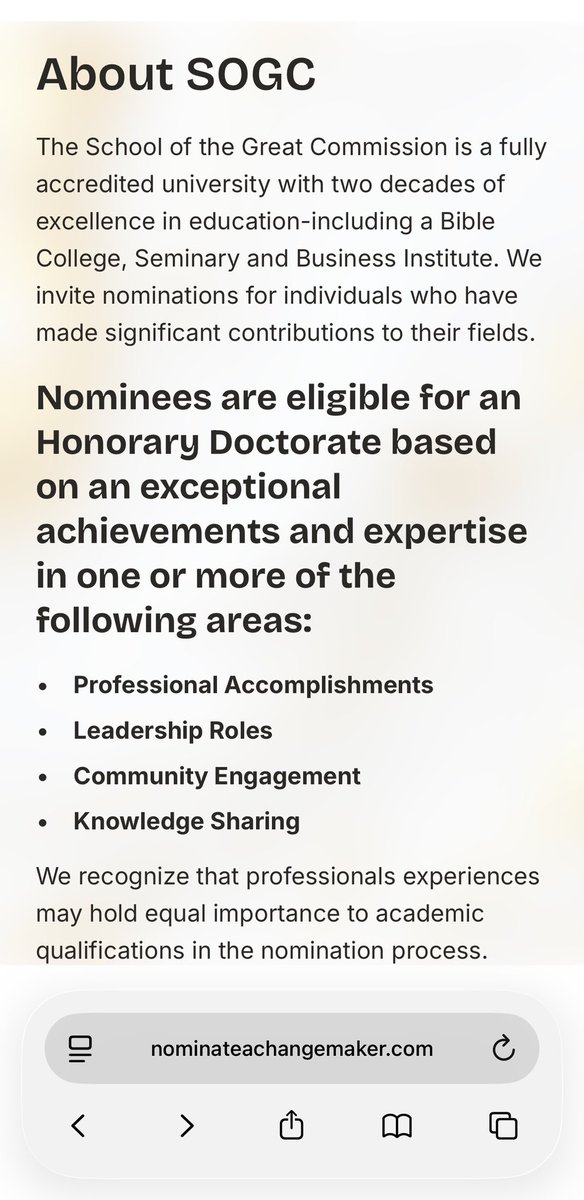NickKruse_'s tweet image. Just discovered a website selling Honorary PhDs. Guess which Minnesota CD5 Candidate bought one.

“You Can Nominate someone extraordinary deserves recognition. Even yourself counts.”

“Please complete this form to begin your self-nomination process. Enrollment fees may apply.”