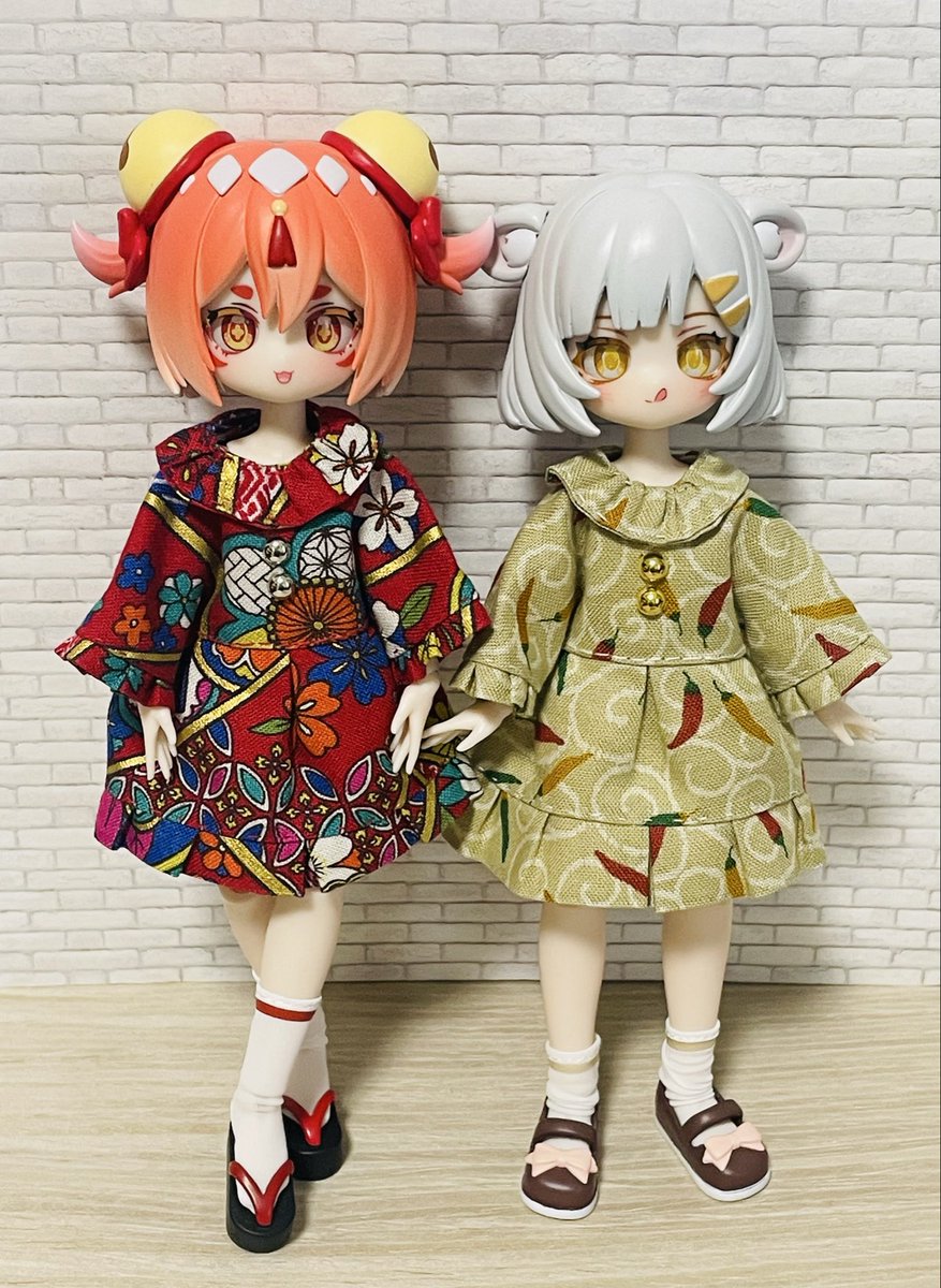 異象重構のキンギョ＆ムササビちゃん❣️
萌獣魔法ちゃん用に作ってあったお洋服を着てもらって📸✨
癖服🌶️も着こなしてくれてます🤭

#異象重構