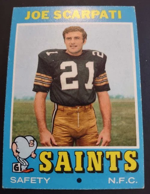 EicholtzSports's tweet image. 🏈 Vintage NFL collectible!
1971 Topps #173 Joe Scarpati of the New Orleans Saints in EX condition. A great card for football card collectors.
ebay.us/bhRJ4I
#ad #JoeScarpati #ToppsFootball #VintageFootballCards #SaintsFootball #NFLCards #SportsCards #CardCollectors