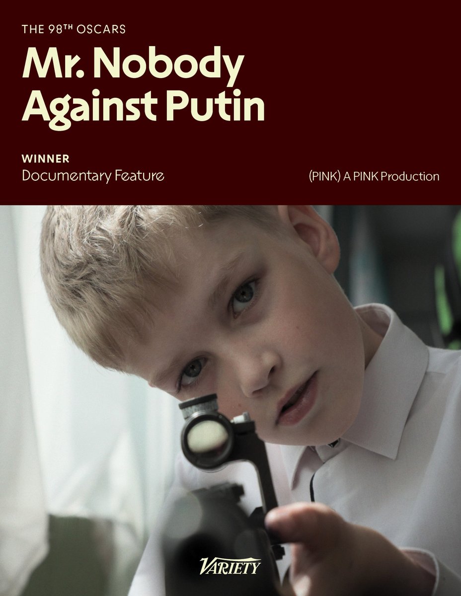 Variety's tweet photo. #Oscars: “Mr. Nobody Against Putin” wins Best Documentary Feature

See the full list of winners: https://t.co/8VOtukheSD https://t.co/dYvxpW1pml
