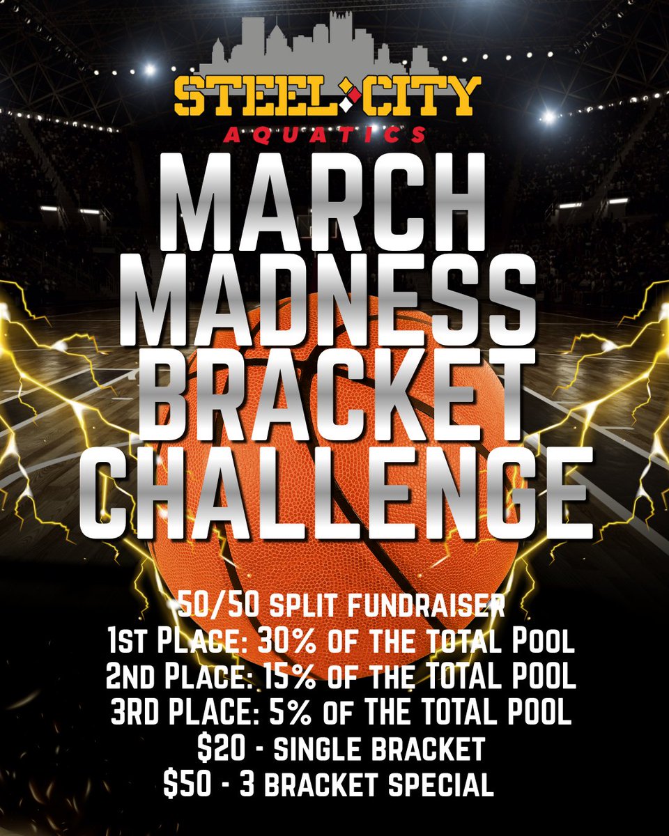 _STEELmasters's tweet photo. Steel City Aquatics - March Madness Bracket Challenge and Nation Title Game Block Pool https://t.co/psfo1lwrMX https://t.co/EJIiK6tG8Y