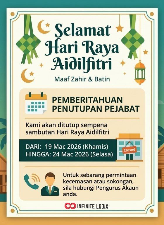 infinitelogix's tweet photo. ⚠️ Makluman Penting: Tempoh Sekatan Perubahan (Change Freeze)tempoh 'Change Freeze' akan dilaksanakan bermula dari 18 Mac sehingga 26 Mac 2026. Sepanjang tempoh ini, tiada sebarang perubahan konfigurasi atau sistem baru akan dilakukan bagi menjamin kestabilan perkhidmatan. https://t.co/wXssIYNfei