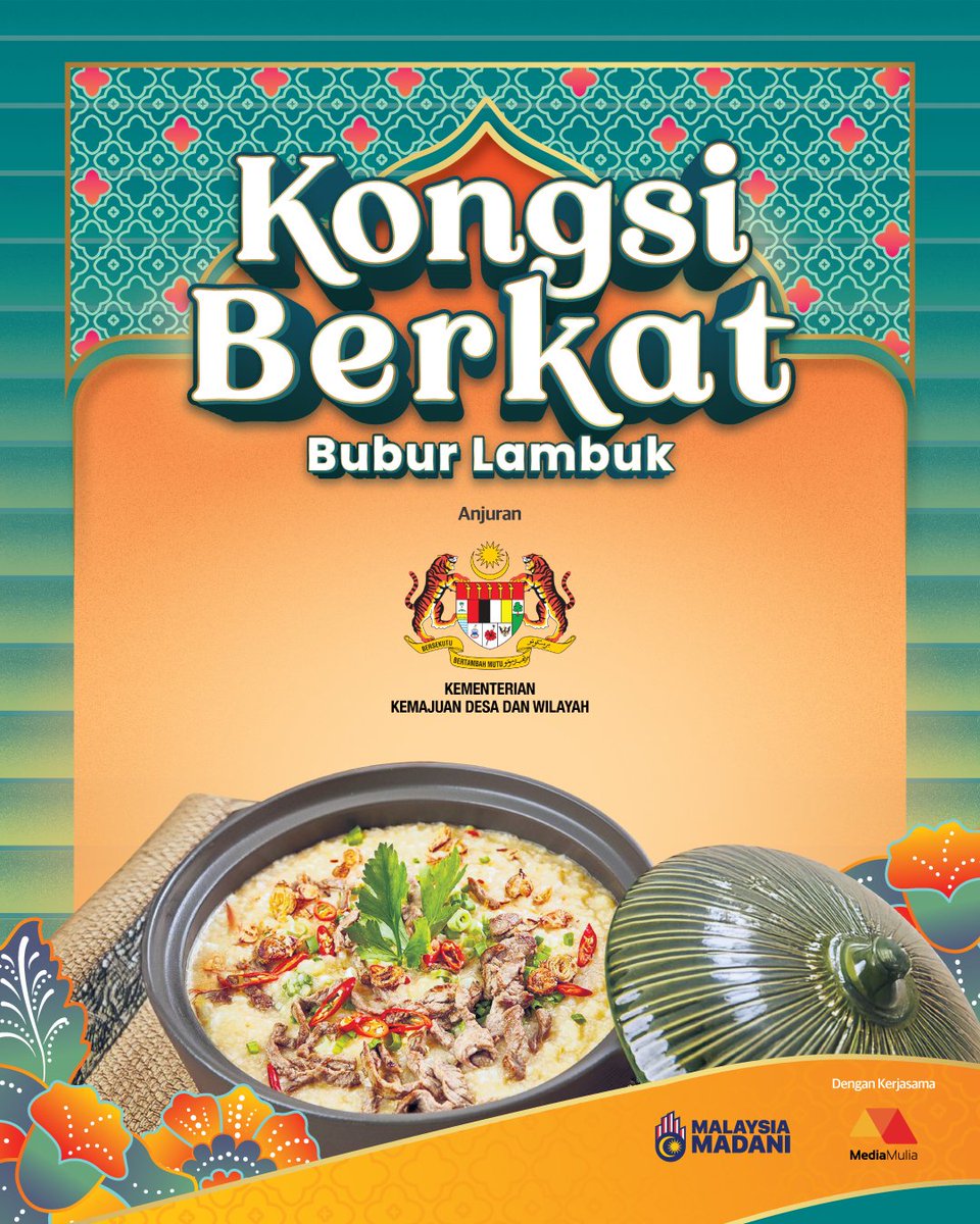 UMonline's tweet photo. Jom sertai Agihan Bubur Lambuk Percuma anjuran Kementerian Kemajuan Desa dan Wilayah (KKDW) dengan kerjasama Media Mulia Sdn Bhd
π
17 Mac 2026
β° 3.30 petang
πQuattro West, Petaling Jaya
π€ Semua dijemput hadir!
#KongsiBerkat2026 #BuburLambuk #KKDW #MediaMulia https://t.co/oaW5n4dZxf