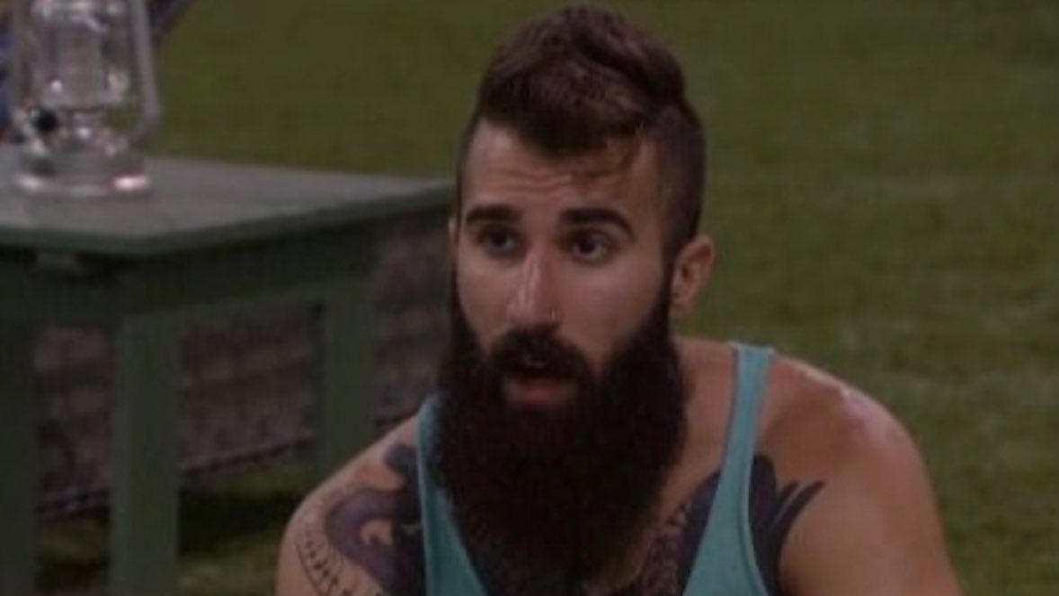 TheBigBroTea's tweet photo. Some of the BB18 cast reacts to Paul’s new beardless look #houseofvillains #bb27 https://t.co/faIQDKt3L7