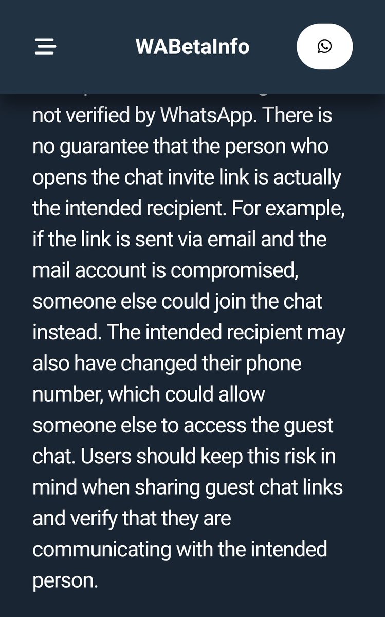 vsrconnect's tweet photo. @WABetaInfo Already mentioned in the article itself. Unverified users means open play ground for uncivilized ones. Such features will help more and more unintended use cases. https://t.co/fcqFHGMtPX