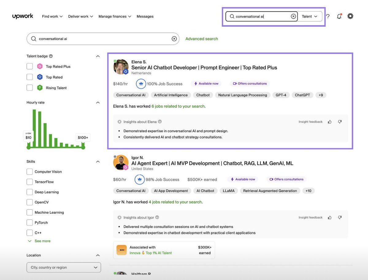 llotus_eater's tweet photo. 7 years ago I wanted to start freelancing.

My first project paid $10.

Today I rank #1 in “Conversational AI” on Upwork and #2 in “Chatbot development”.

Here’s what the path actually looked like 👇￼ https://t.co/1vn6INrdWB