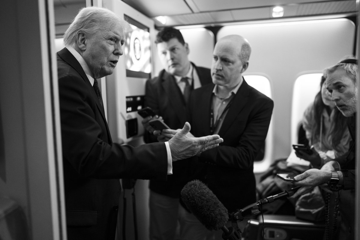 President Trump speaks to the press on Air Force One on Operation Epic Fury:

"They want to negotiate badly, as they should, but I don't think they're ready to do what they have to do... We will finish the job."