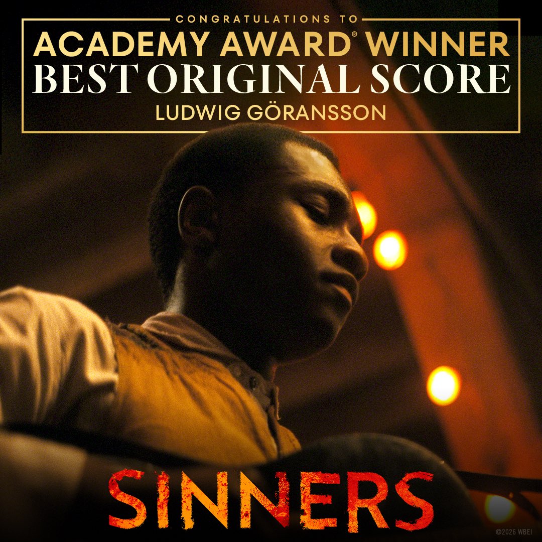Sound that moves the soul! Thank you to the Academy for honoring the “Sinners” Composer Ludwig Göransson with the Academy Award® for BEST ORIGINAL SCORE at the 98th Academy Awards!

@theacademy | #Oscars