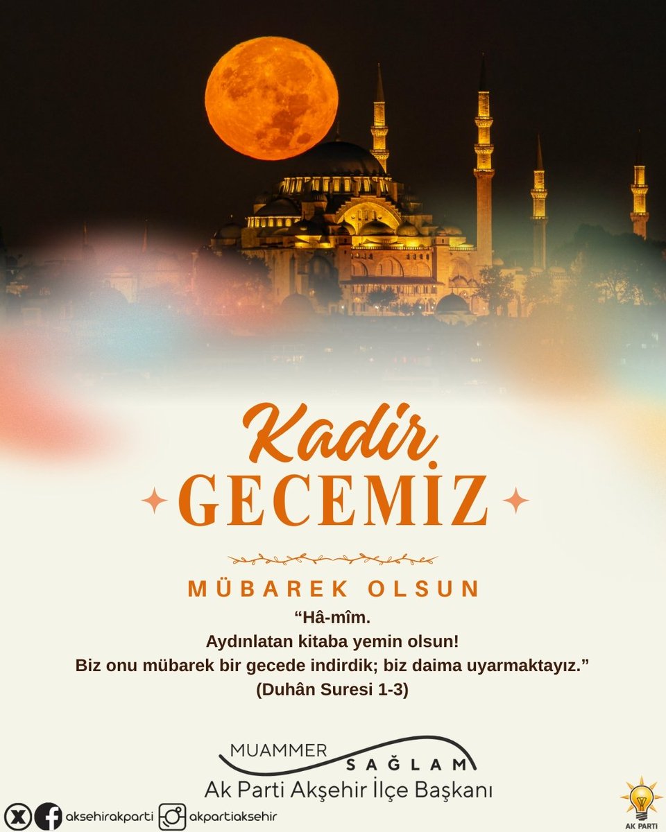 Bin aydan daha hayırlı olan Kadir Gecesi’ne bizleri ulaştıran Rabbimize hamdolsun. Gecemiz mübarek, dualarımız kabul olsun.