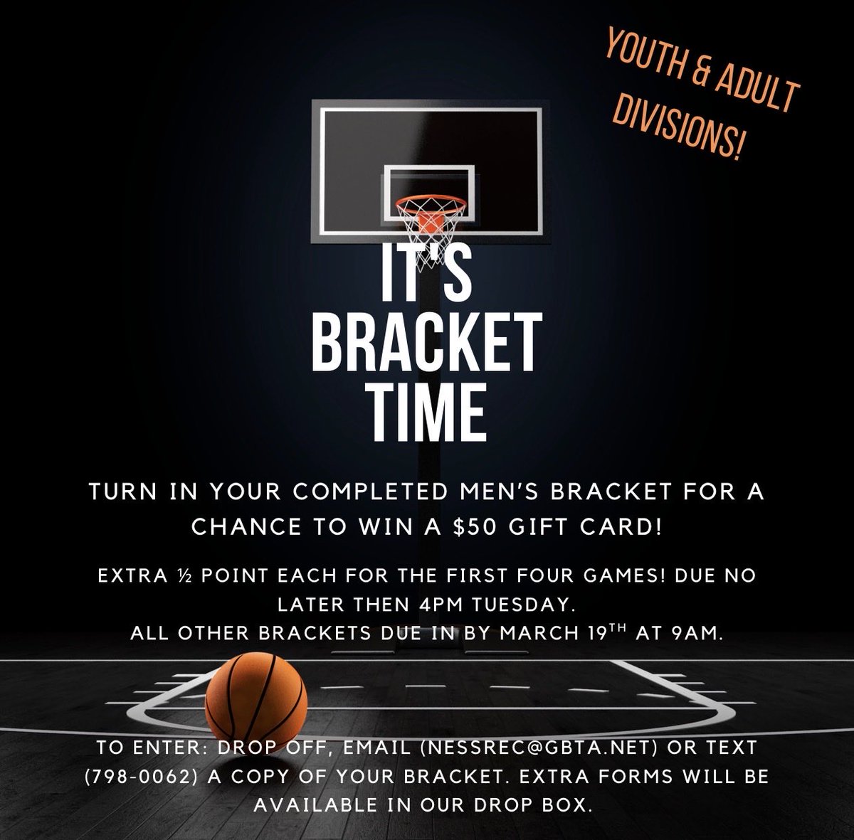 Get a copy of your brackets turned in and join the fun!