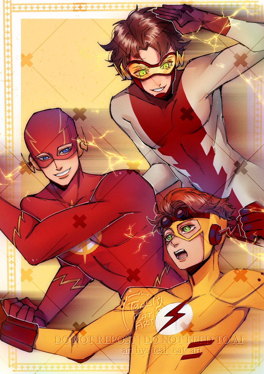 teal_cat_art's tweet photo. The Speedsters 

illustrations of the Flash, Kid Flash and Impulse for the DC Stamp Rally as part of the prizes!

#dcflash #dckidflash #dcimuplse https://t.co/lBuILp0tCh