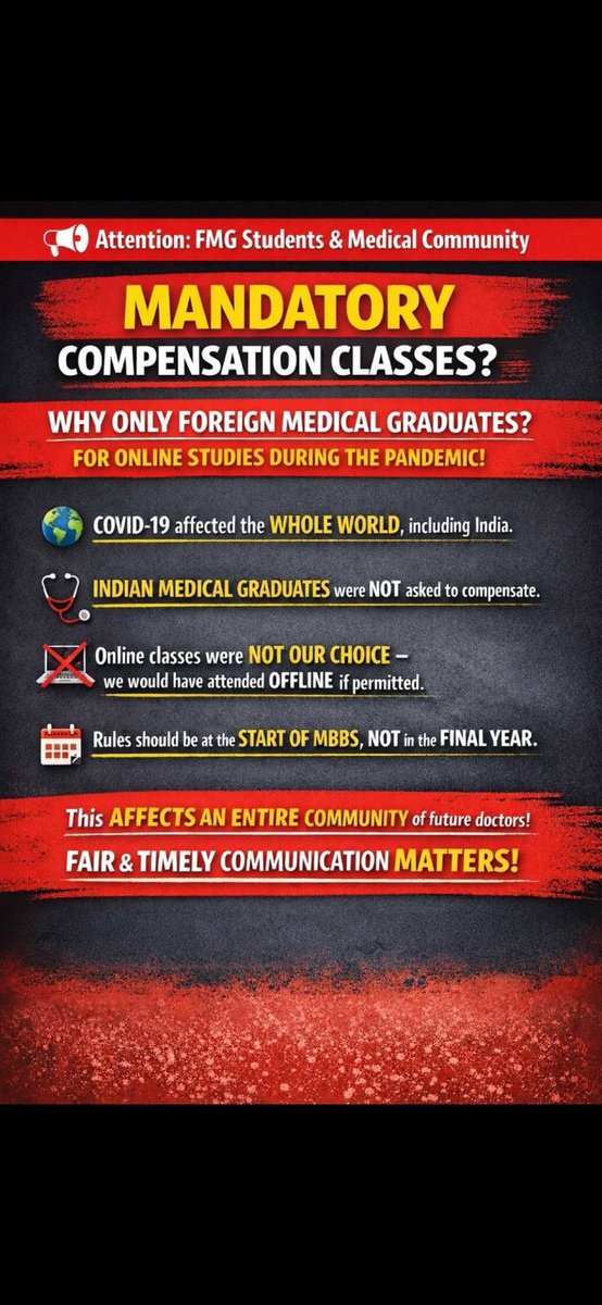 ArsheeKhokhar's tweet photo. The burden for online classes to be dealt by fmg’s only? 
#withdrawnmcnotice
#justiceforfmg 
@MoHFW_INDIA 
@NMC_BHARAT
@raghav_chadha 
@JPNadda 
@official_aimsa 
@official_afa_ https://t.co/FFZCMoVxkr