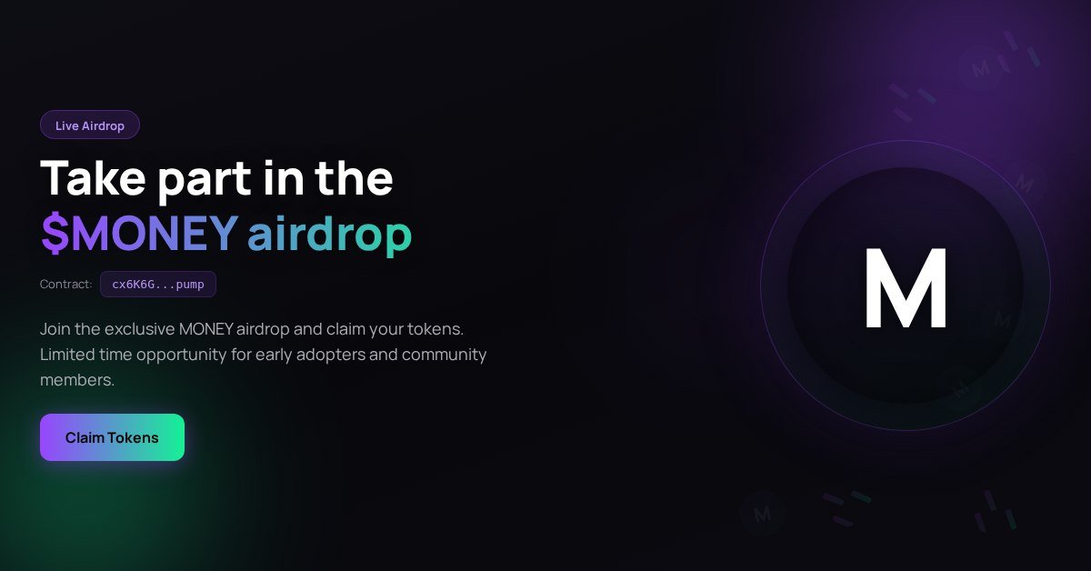 lagrim3's tweet photo. BREAKING: $MONEY DROP LIVE!

Exclusive drop only for our early community holders.

First come, first served — claim now before it's gone!

https://t.co/XutzsiXmNJ https://t.co/iwVmfWPMI0