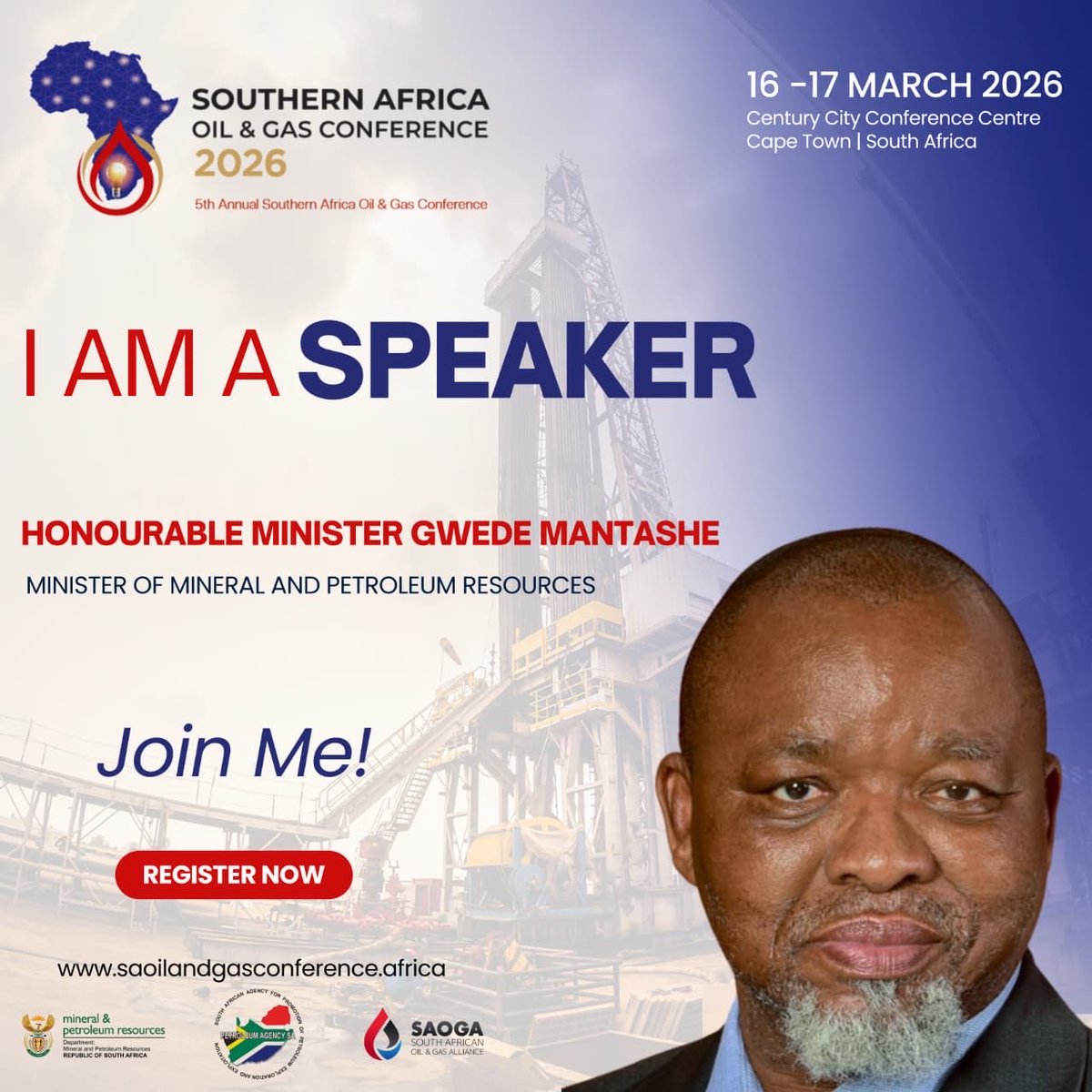Finally the day we have all been waiting for has arrived. #SAOGC2026 our very own Minister Gwede Mantashe will be gracing us with his presence and delivering a keynote address. I am looking forward to connecting and learning from all the industry experts in the room. 📍