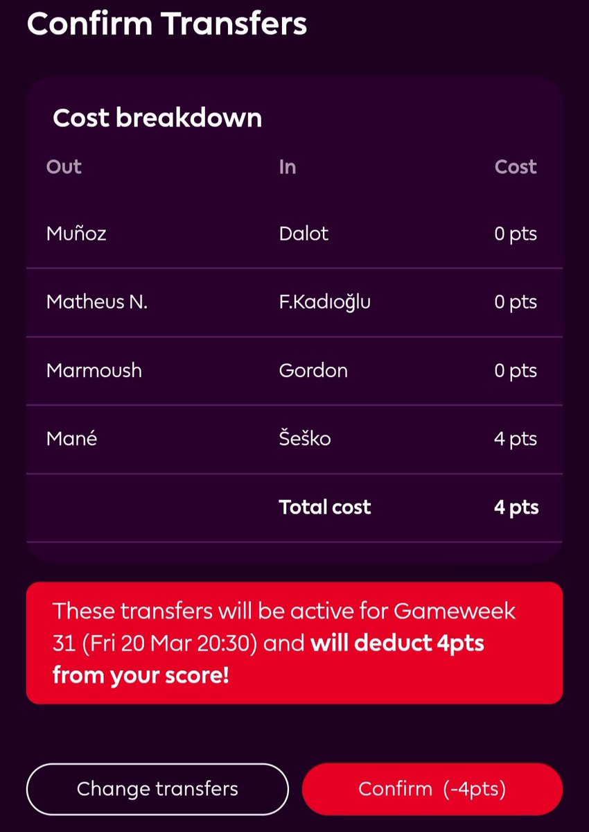 FPLleosante's tweet photo. GW isn't done but should be a green regardless, hopefully a Schade hatrick day 🙏

Transfers made for GW31, still have my TC, BB and FH. Under a mil rank very possible ✅️ https://t.co/yB73xGjVYS