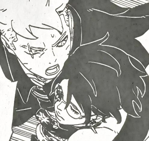 saladhima's tweet photo. boruto didn’t even take his eyes off sarada, he was so worried about her. this panel feels very touching u can clearly see it in the way boruto looks at her. https://t.co/yJvIYvkgmY