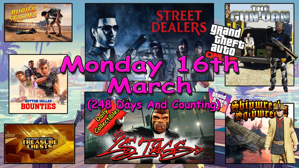 flyinscot35's tweet photo. Street Dealers, LS Tags, Gun Van, Shipwreck plus more Locations Monday 1... https://t.co/LAY1MAJAp3 via @YouTube #GTA6 #GTAOnline #GTA5 #RockstarGames https://t.co/WyJf64fuPf