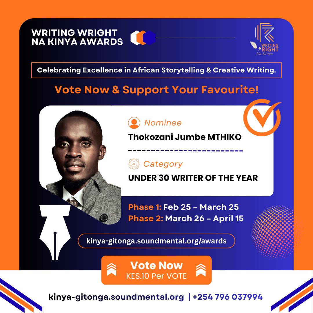 Vote Here
kinya-gitonga.soundmental.org/awards/
Locate the category, find nominee name, and follow the instructions to vote.