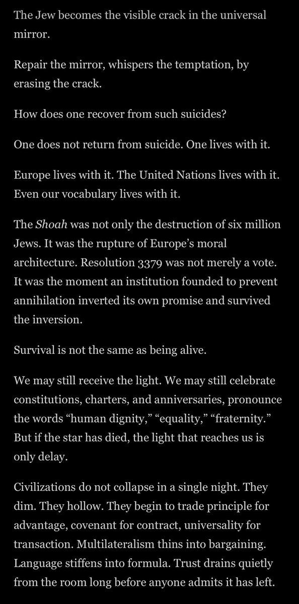 glykosymoritis's tweet image. Jew-hatred builds itself as both fear of the all and dream of the all. It fears that humanity cannot become one while something resists absorption. It dreams of a reconciled totality—once the exception is neutralized. f4cd.substack.com/p/the-suicide-… By @gregthl #antisemitism #modernity