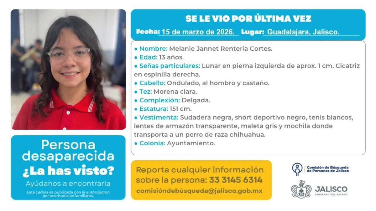 shey100's tweet photo. Ayúdenme a compartir xfa es es hija de una prima #Jalisco #desaparecida https://t.co/5DQ9x0bHOF