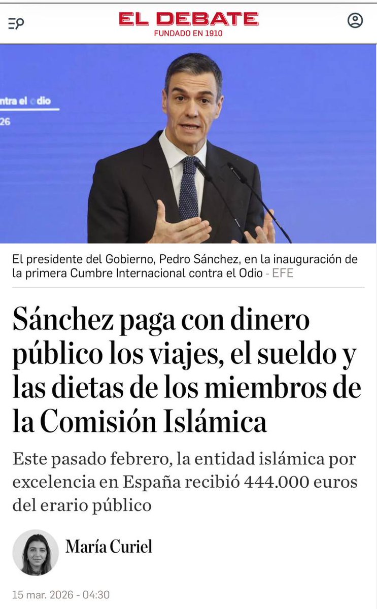 ¿Sabías que desde que Sánchez llegó al poder en 2018, España ha volcado más de 17.000 MILLONES DE EUROS en prebendas, ayudas, préstamos y costes directos e indirectos a Marruecos y sus migrantes?