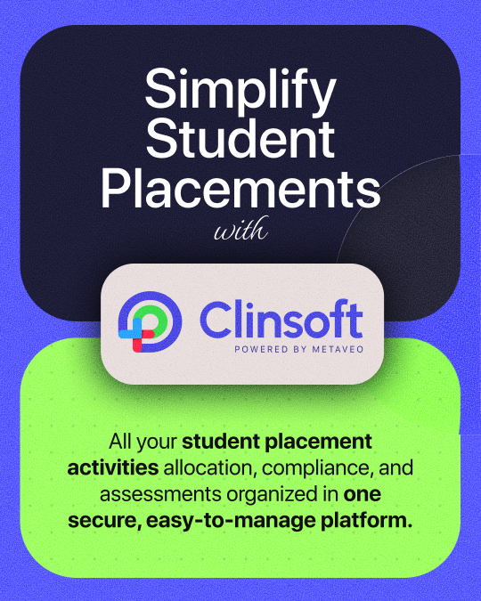 MetaveoAI's tweet photo. Simplify student placements with Clinsoft — manage allocations, compliance, and assessments in one secure platform.
🌐 https://t.co/PaRoYmBqfv

#Clinsoft #EdTech #StudentPlacement #EducationTechnology #PlacementManagement https://t.co/0eM2hOkOmb