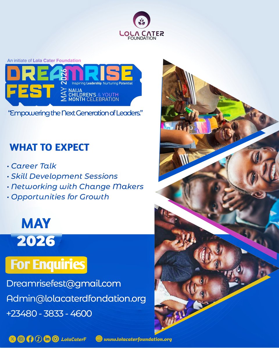 _OziomaCeline's tweet photo. Design is more than aesthetics — it’s a tool for impact.
I designed this flyer for DreamRise Fest by Lola Cater Foundation, an initiative focused on empowering children and youth through leadership, skill development, and opportunity.
#GraphicDesign #DesignForImpact #Creatives https://t.co/CS5OgODTdB