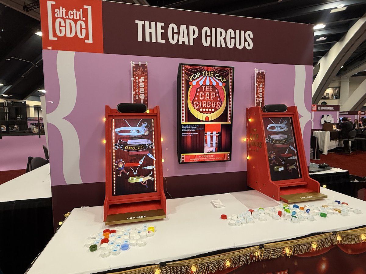 4GamerNews's tweet photo. ペットボトルのフタをペチッと弾くと……？　エレメカチックなおもしろ筐体「The Cap Circus」をalt.ctrl.GDCで体験［GDC 2026］
https://t.co/uTKyvsAOdM

リサイクル活動やショップイベントなどで活用できそうな予感 https://t.co/fGYG06VKmX