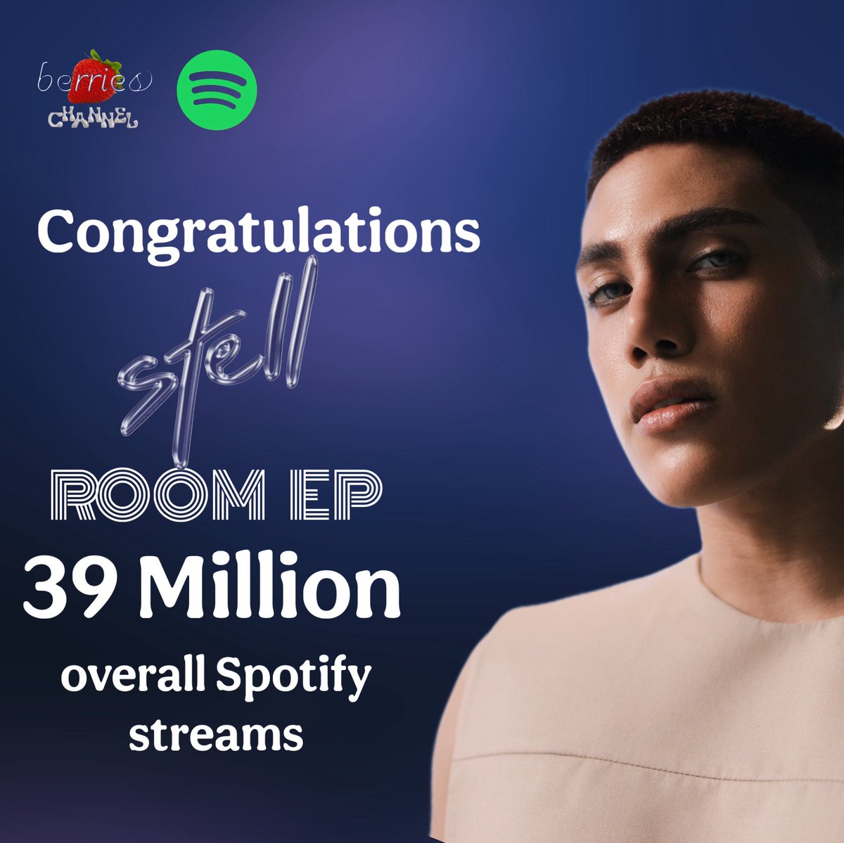39 MILLION streams and counting! 🎉  

Congrats Stell on ROOM EP hitting this massive milestone on Spotify 💙  

Thank you Berries and conSTELLations for the love! Keep streaming! ✨  

🎧 stationhead.com/c/berries

#StellRoomEP #Stell #BerriesChannel