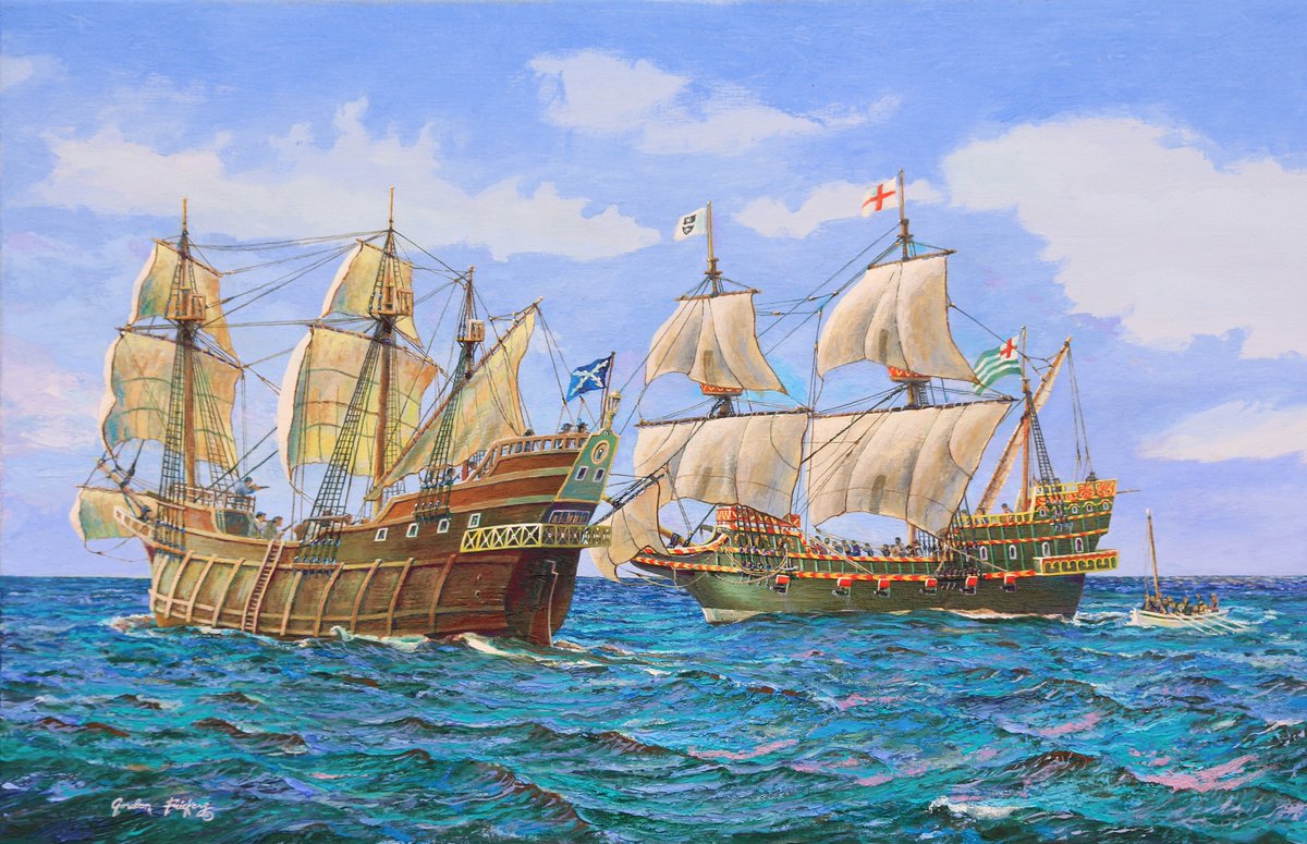 ArtistFrickers's tweet image. Unique &amp;amp; NEW - 'Pirate or Privateer?'
Either way someone is about to become very, very, very rich.
“Englishmen!” Drake’s adventures shouted, “strike sail!”

Golden Hind's story is inspirational,
now discover frickers.co.uk/art/marine-and…
